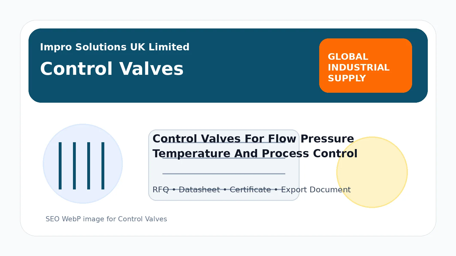 Control Valves buying guide for steam, condensate, fuel, water, chemical and process lines from Impro Solutions UK Limited